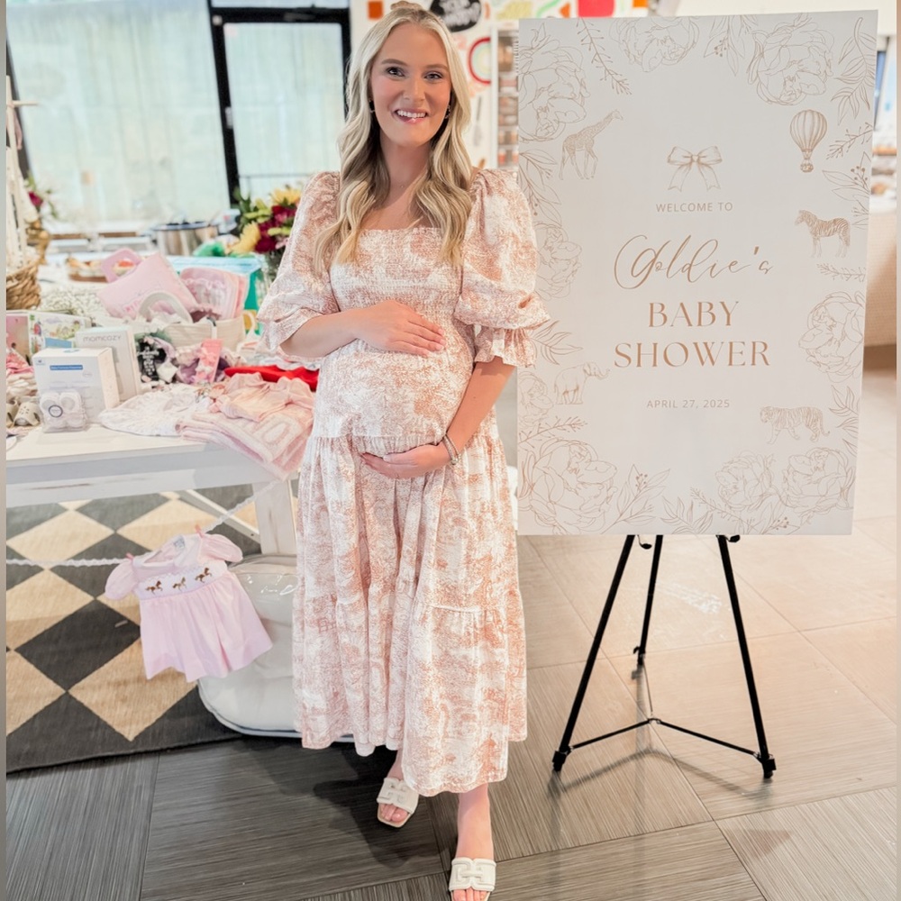 Nothing Fits But Baby Pink Kiko Toile Midi Smocked Dress